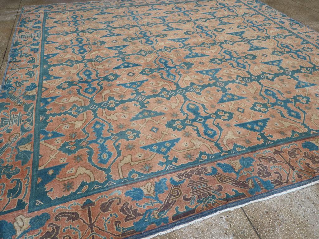 Wool Mid-20th Century Handmade Spanish Cuenca Square Room Size Carpet