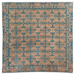 Mid-20th Century Handmade Spanish Cuenca Square Room Size Carpet