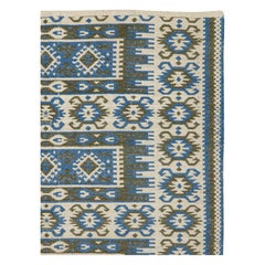 Mid-20th Century Handmade Swedish Flatweave Kilim Throw Rug