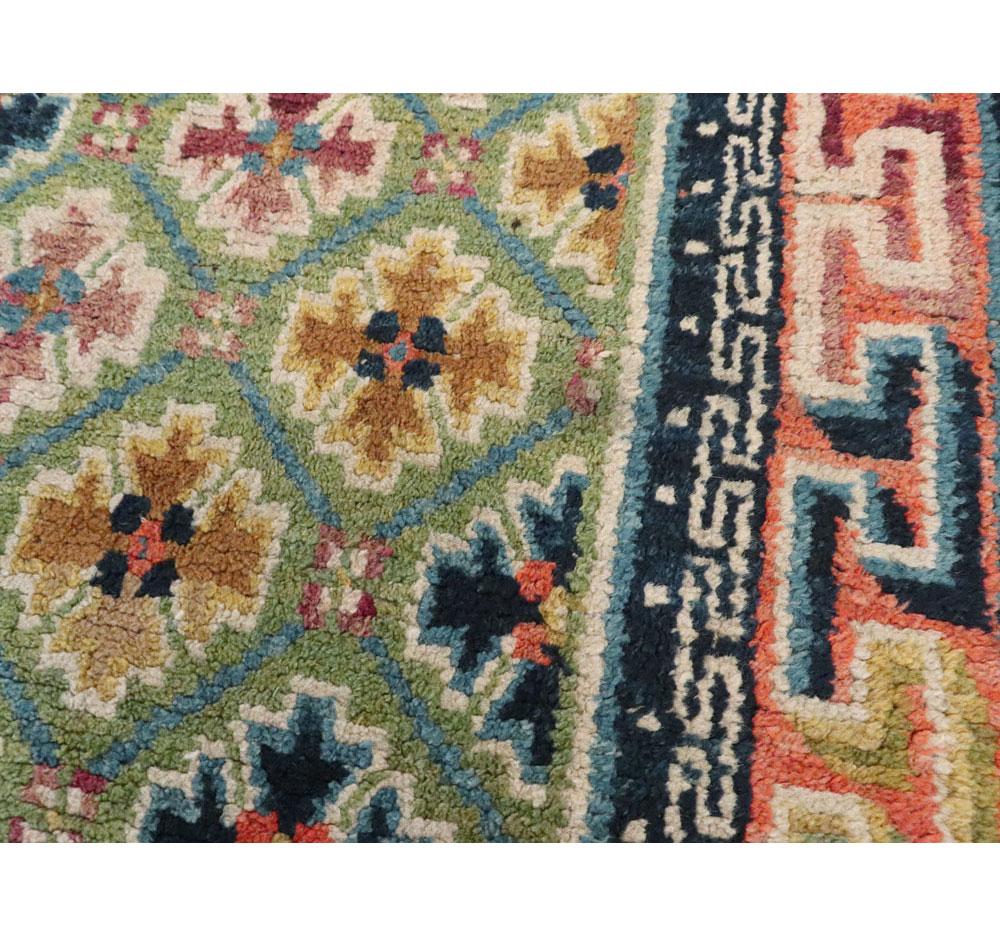Hand-Knotted Mid-20th Century Handmade Tibetan Throw Rug For Sale