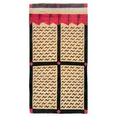 Retro Mid-20th Century Handmade Tibetan Throw Rug