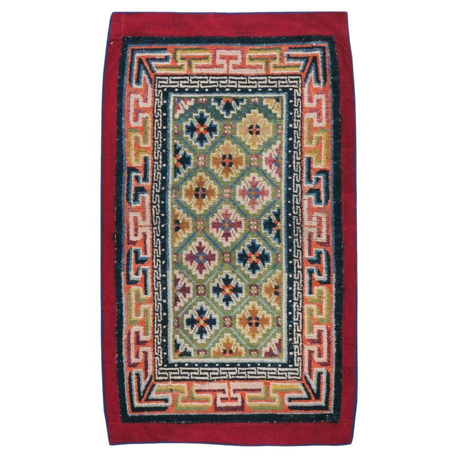 Mid-20th Century Handmade Tibetan Throw Rug For Sale