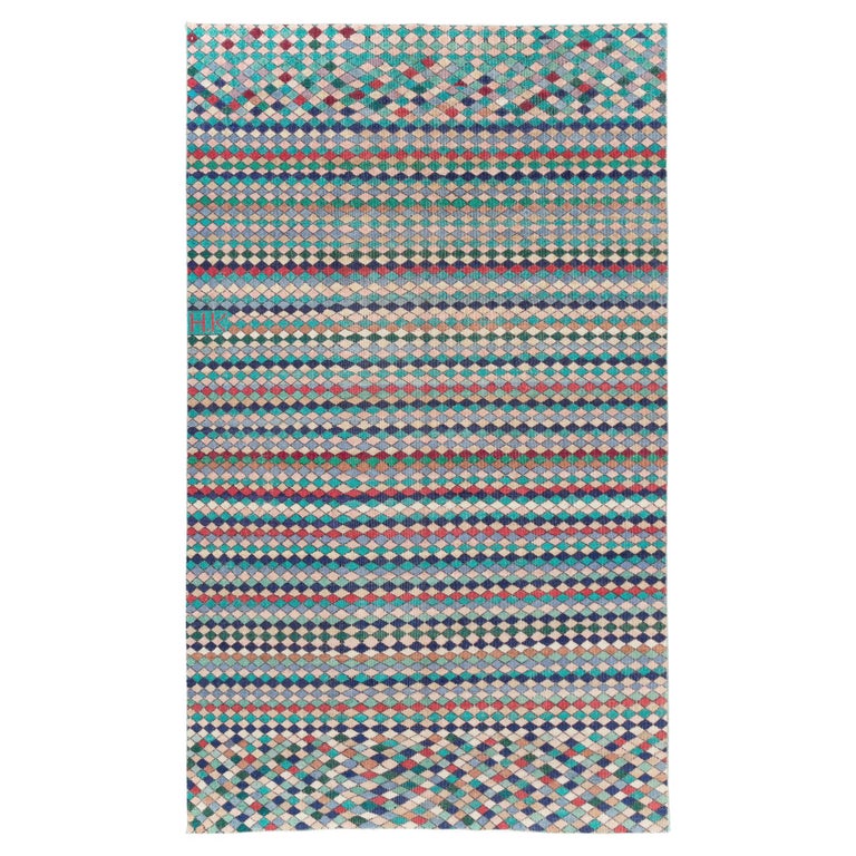 Mid-20th Century Handmade Turkish Accent Rug in Teal and Turquoise For ...