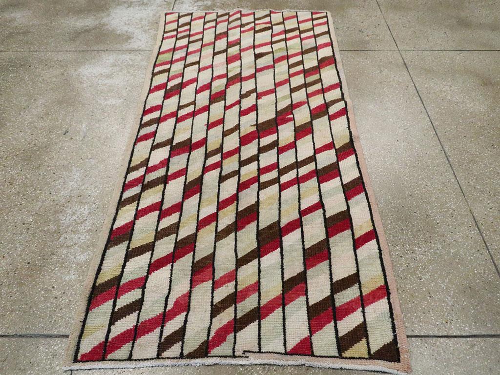 Hand-Knotted Mid-20th Century Handmade Turkish Anatolian Accent Rug For Sale