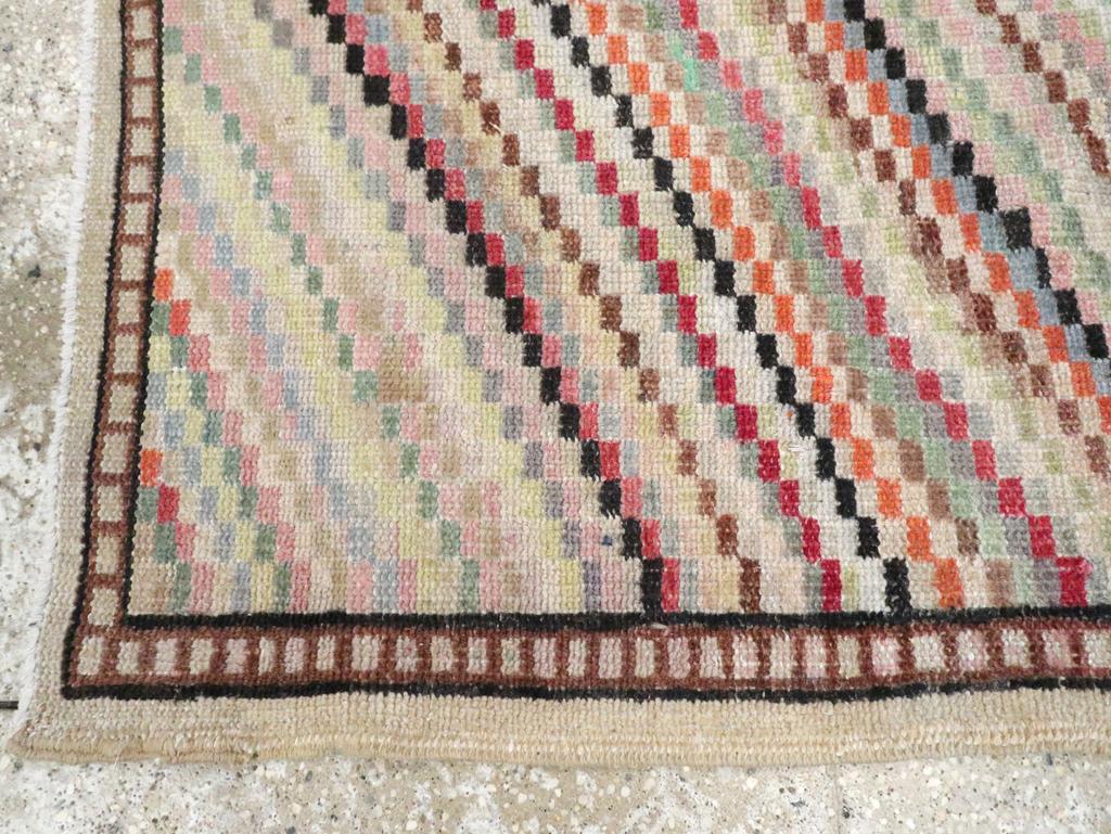 Wool Mid-20th Century Handmade Turkish Anatolian Accent Rug For Sale