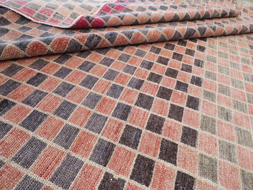 Mid-20th Century Handmade Turkish Anatolian Checkered Room Size Carpet 4