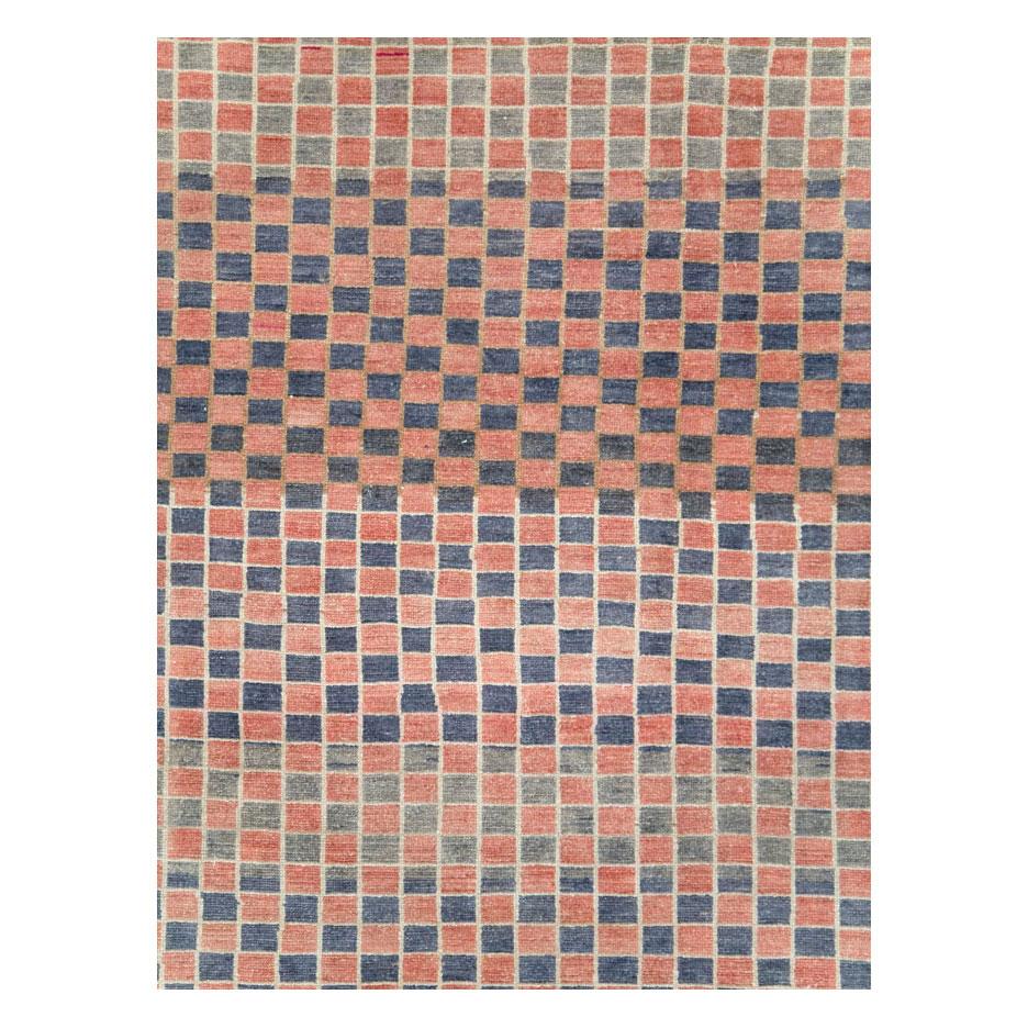 A vintage Turkish Anatolian checkered room size carpet handmade during the mid-20th century.

Measures: 11' 4