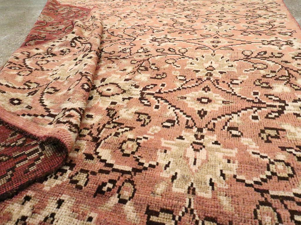 Mid-20th Century Handmade Turkish Anatolian Gallery Accent Rug in Blush Pink For Sale 1