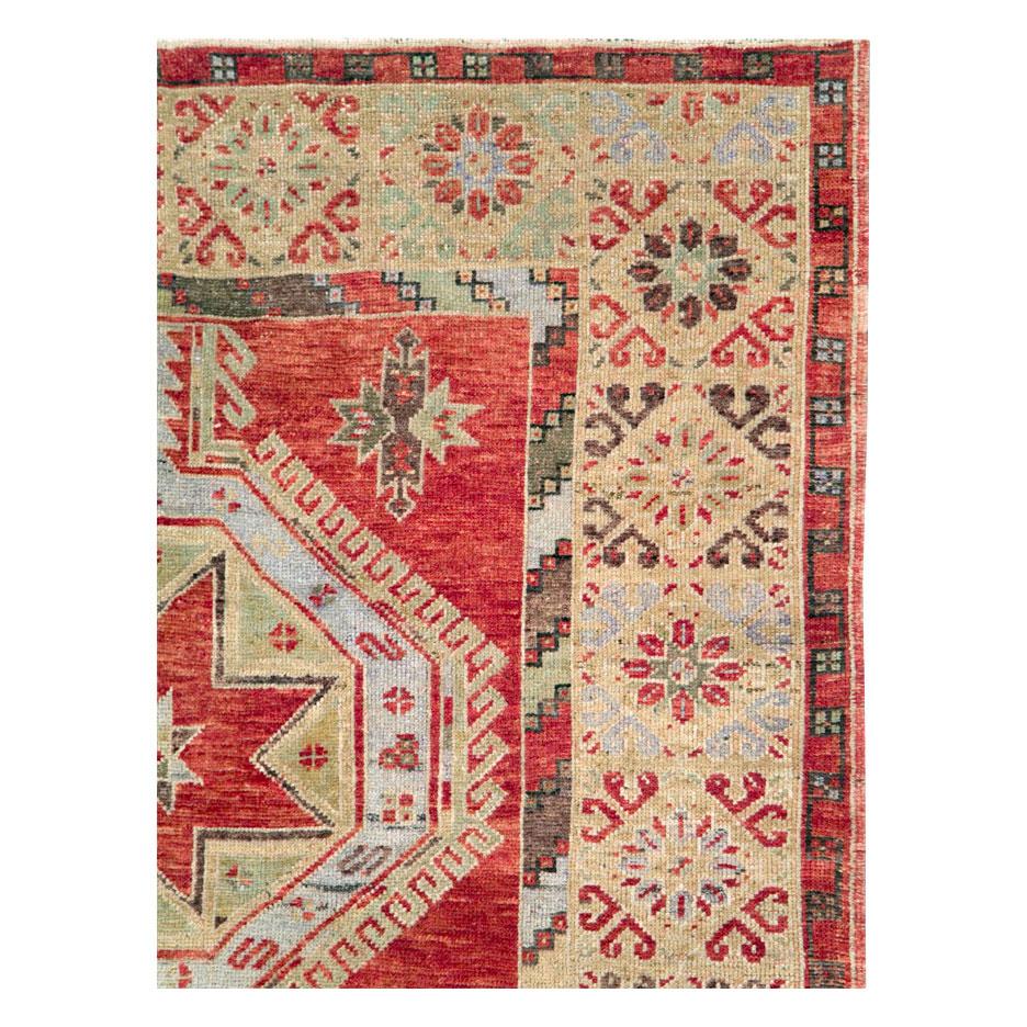 Tribal Mid-20th Century Handmade Turkish Anatolian Gallery Carpet For Sale