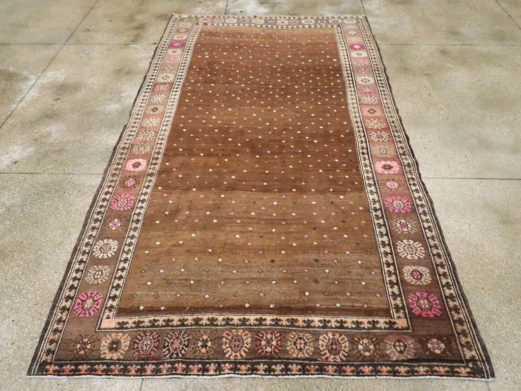 Hand-Knotted Mid-20th Century Handmade Turkish Anatolian Gallery Carpet For Sale