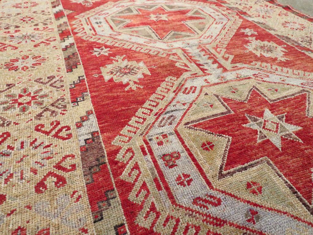Wool Mid-20th Century Handmade Turkish Anatolian Gallery Carpet For Sale