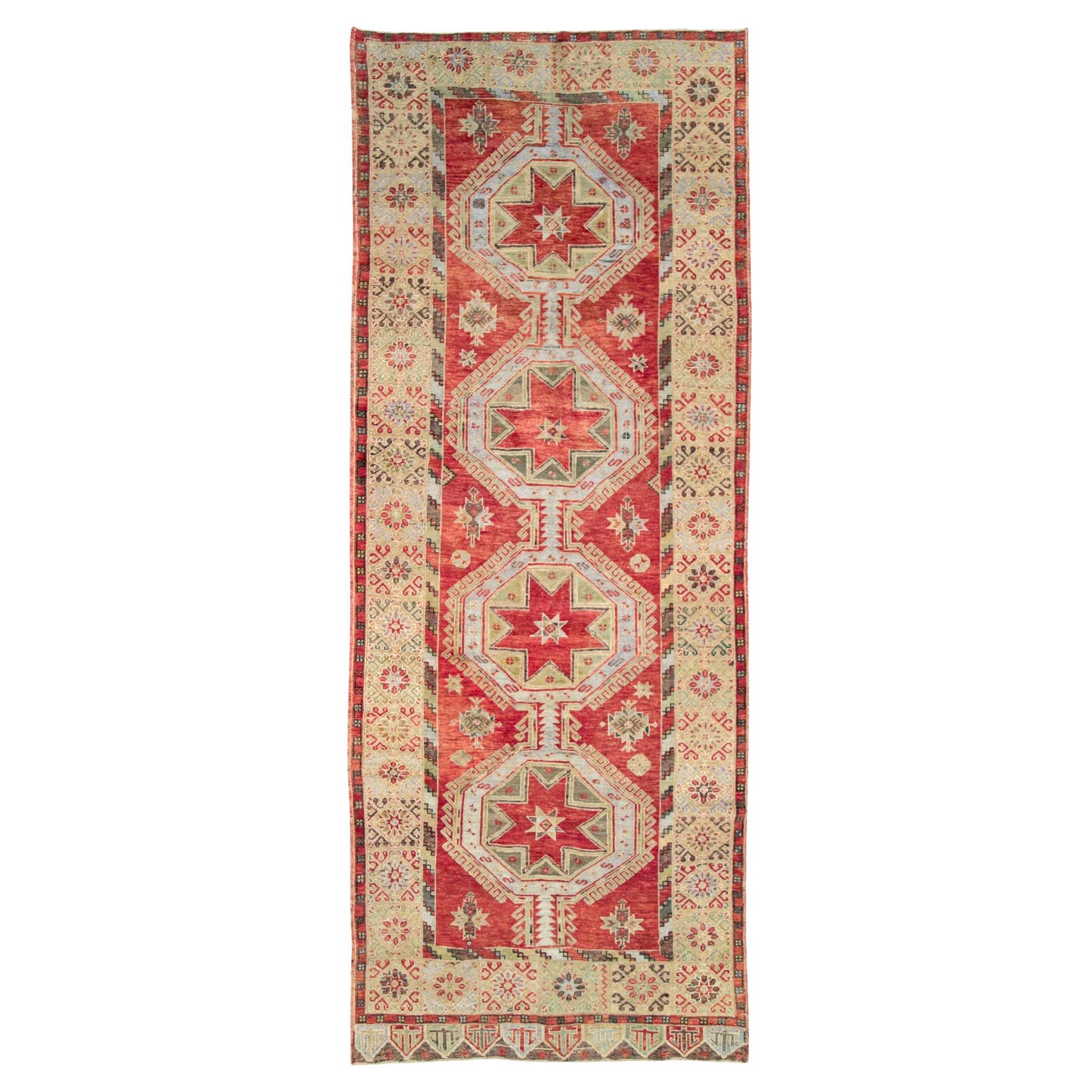Mid-20th Century Handmade Turkish Anatolian Gallery Carpet For Sale