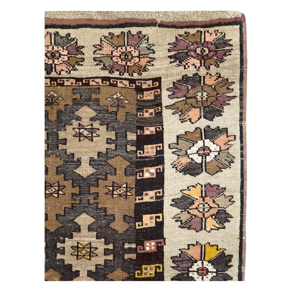 Tribal Mid-20th Century Handmade Turkish Anatolian Gallery Rug For Sale