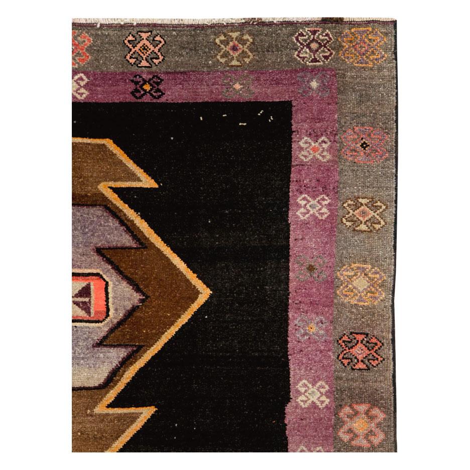 Hand-Knotted Mid-20th Century Handmade Turkish Anatolian Gallery Rug For Sale