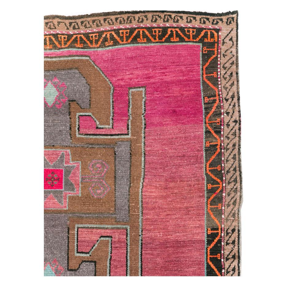 Tribal Mid-20th Century Handmade Turkish Anatolian Long & Narrow Gallery Carpet For Sale