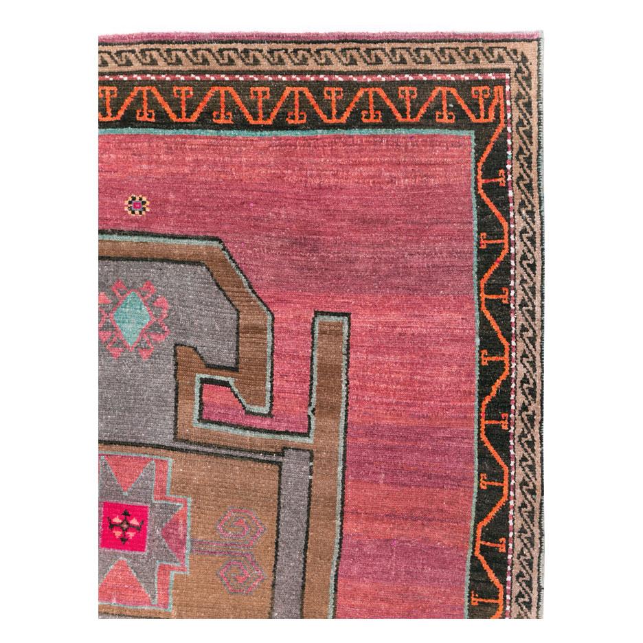 Hand-Knotted Mid-20th Century Handmade Turkish Anatolian Long & Narrow Gallery Carpet For Sale