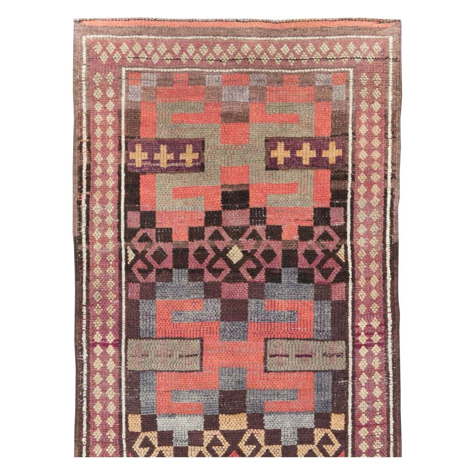 Tribal Mid-20th Century Handmade Turkish Anatolian Long Runner For Sale