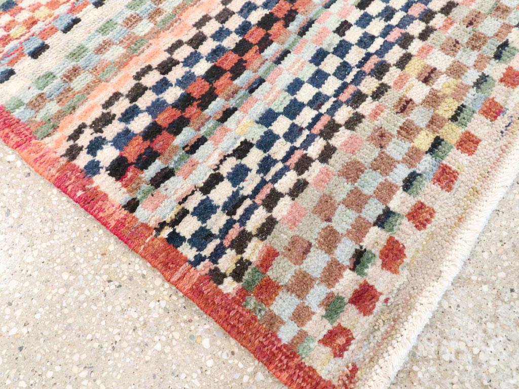 Mid-20th Century Handmade Turkish Anatolian Modern Style Runner For Sale 3