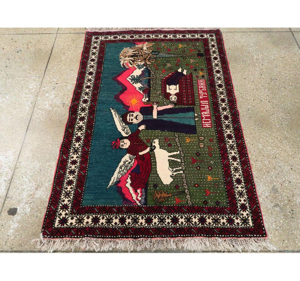 Mid-20th Century Handmade Caucasian Pictorial Karabagh Rug of Abraham and Isaac 1