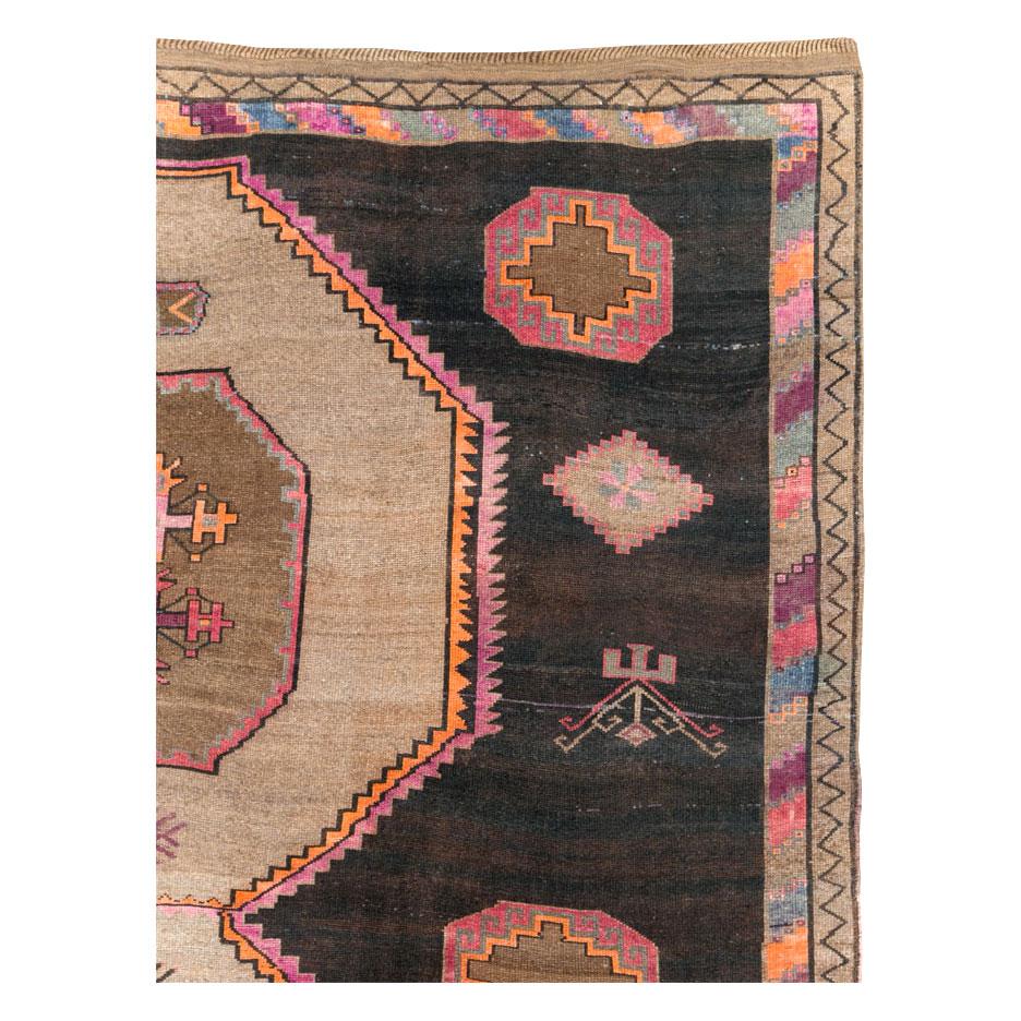 Tribal Mid-20th Century Handmade Turkish Anatolian Room Size Carpet For Sale