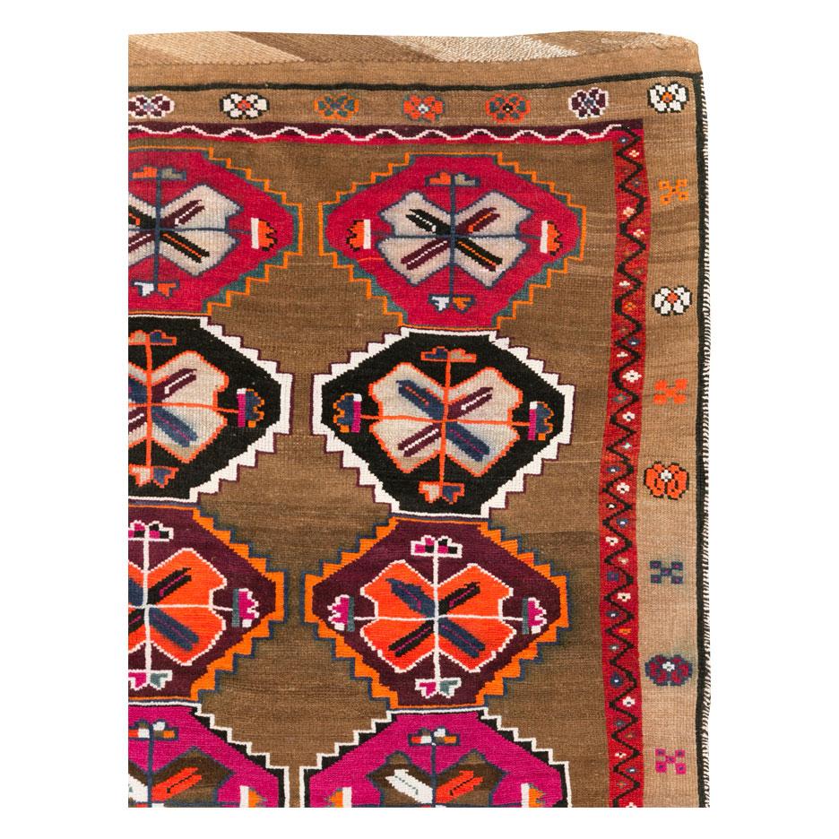 Tribal Mid-20th Century Handmade Turkish Anatolian Room Size Carpet For Sale