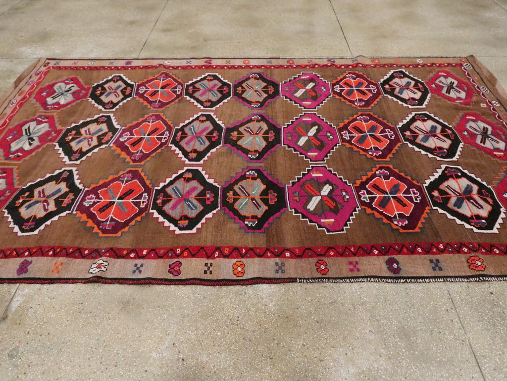 Wool Mid-20th Century Handmade Turkish Anatolian Room Size Carpet For Sale