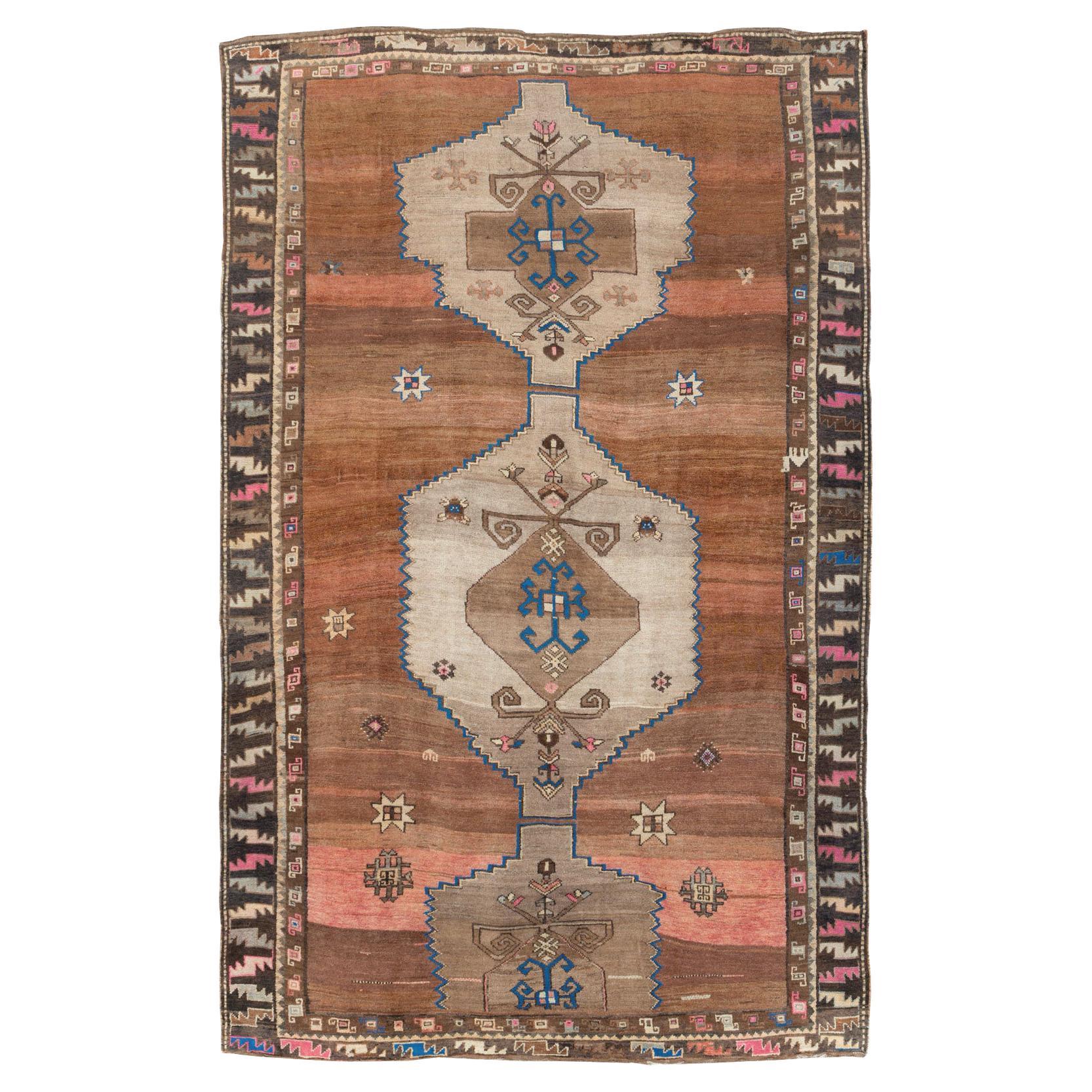 Mid20th Century Handmade Turkish Anatolian Square Room Size Carpet For