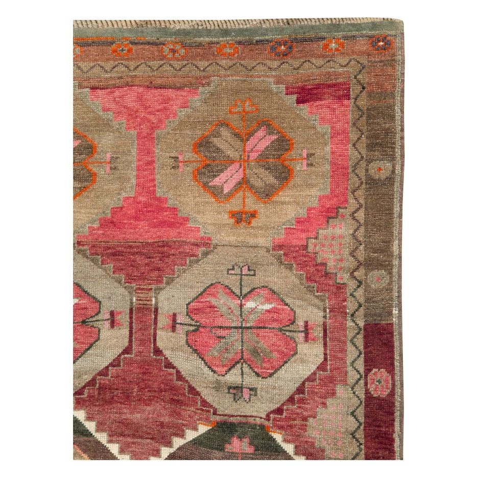 Rustic Mid-20th Century Handmade Turkish Anatolian Room Size Gallery Carpet