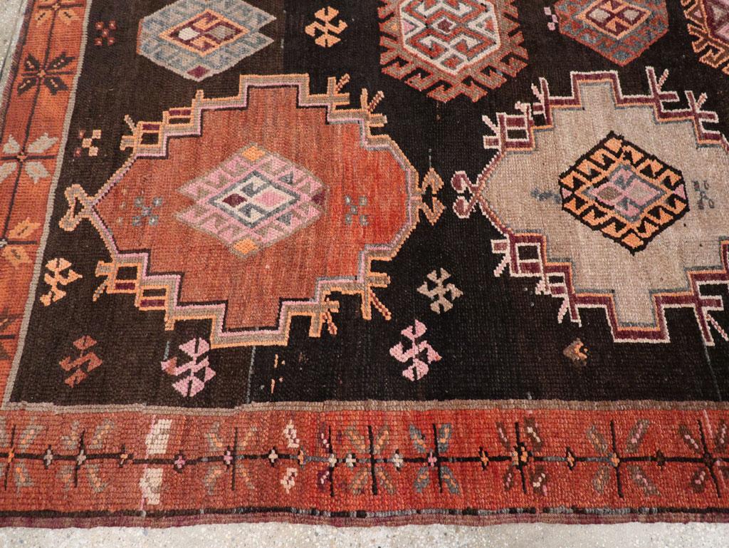 Wool Mid-20th Century Handmade Turkish Anatolian Small Tribal Room Size Carpet For Sale