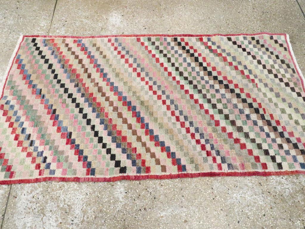 Wool Mid-20th Century, Handmade Turkish Anatolian Throw Rug For Sale