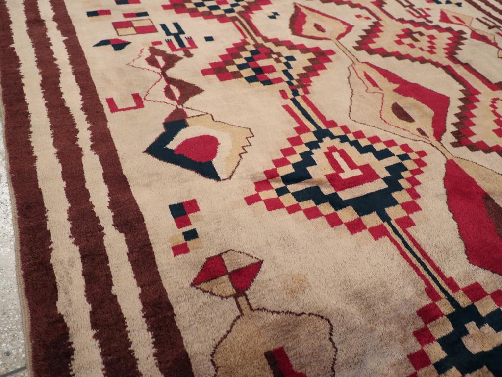 Hand-Knotted Mid-20th Century Handmade Turkish Anatolian Tribal Accent Rug For Sale