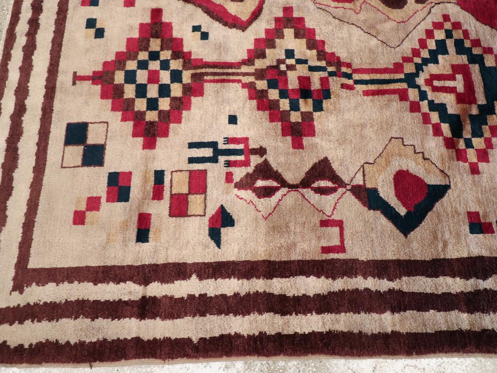 Wool Mid-20th Century Handmade Turkish Anatolian Tribal Accent Rug For Sale