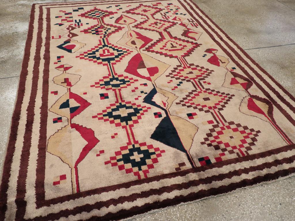 Mid-20th Century Handmade Turkish Anatolian Tribal Accent Rug For Sale 1