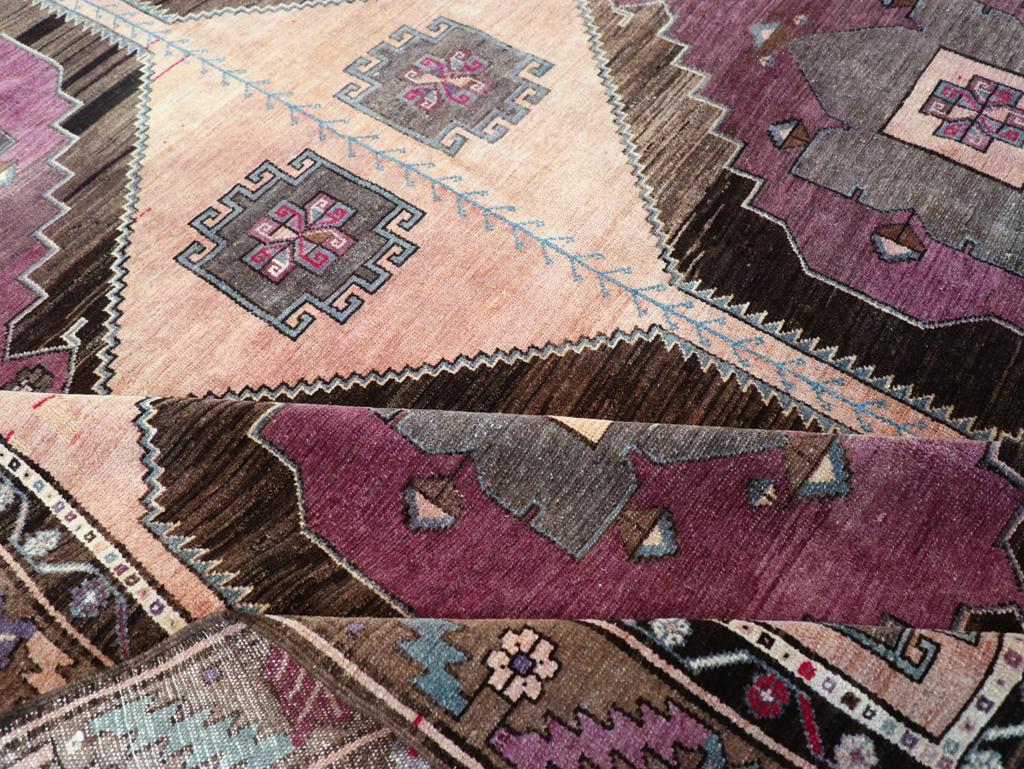 Mid-20th Century Handmade Turkish Anatolian Tribal Long Room Size Carpet For Sale 2