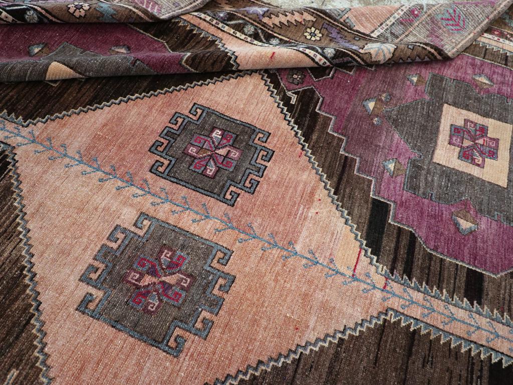 Mid-20th Century Handmade Turkish Anatolian Tribal Long Room Size Carpet For Sale 3