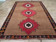 Mid-20th Century Handmade Turkish Anatolian Tribal Room Size Carpet