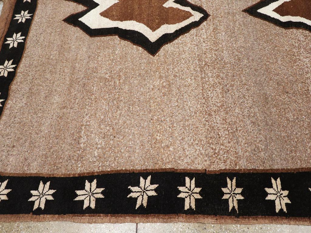 Wool Mid-20th Century Handmade Turkish Anatolian Tribal Room Size Carpet For Sale
