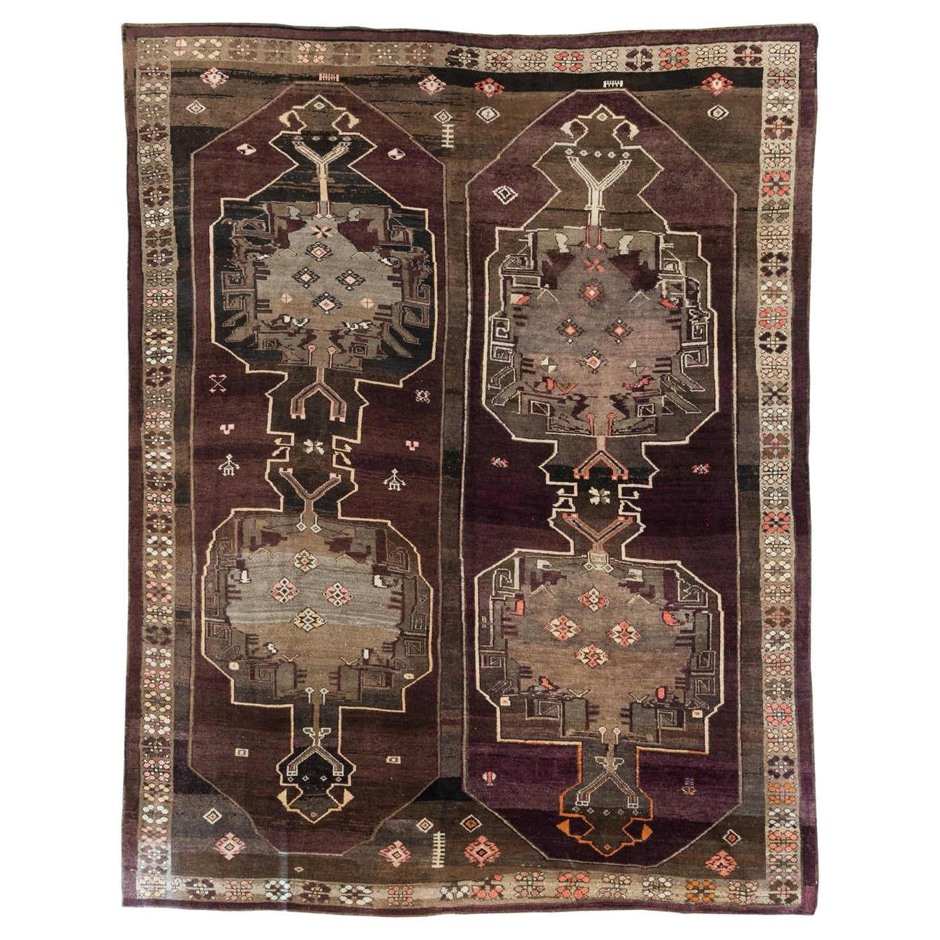 Mid-20th Century Handmade Turkish Anatolian Tribal Room Size Carpet For Sale