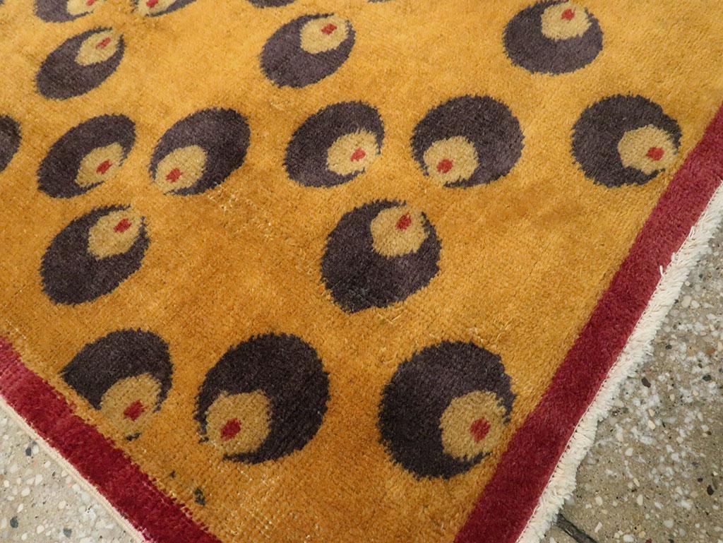 Mid-20th Century Handmade Turkish Art Deco Chintamani Runner Rug in Goldenrod 4