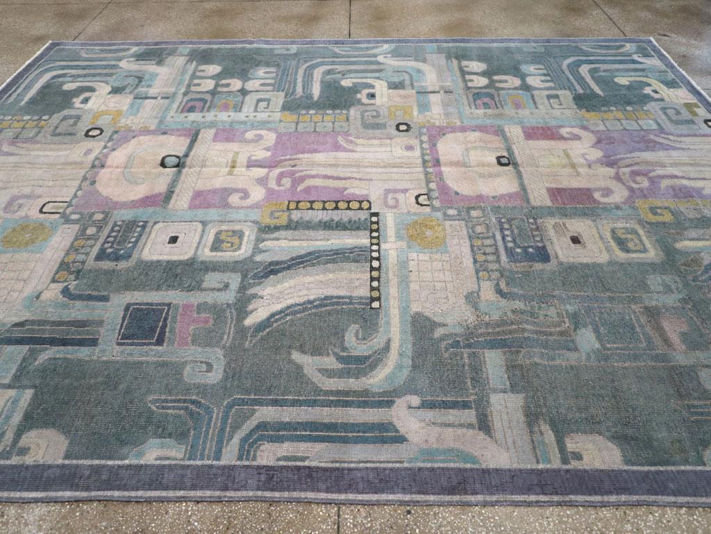 Turco Tappeto Art Deco turco fatto a mano della metà del 20° secolo, di dimensioni pari a quelle di una stanza in vendita
