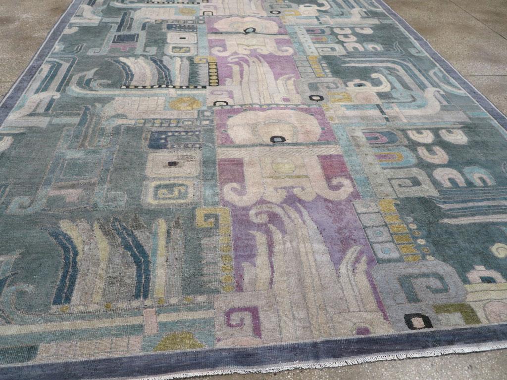 Tappeto Art Deco turco fatto a mano della metà del 20° secolo, di dimensioni pari a quelle di una stanza In condizioni buone in vendita a New York, NY