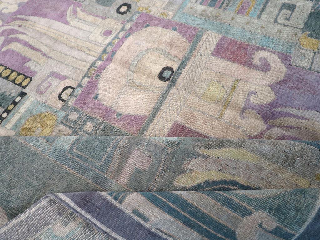 XX secolo Tappeto Art Deco turco fatto a mano della metà del 20° secolo, di dimensioni pari a quelle di una stanza in vendita