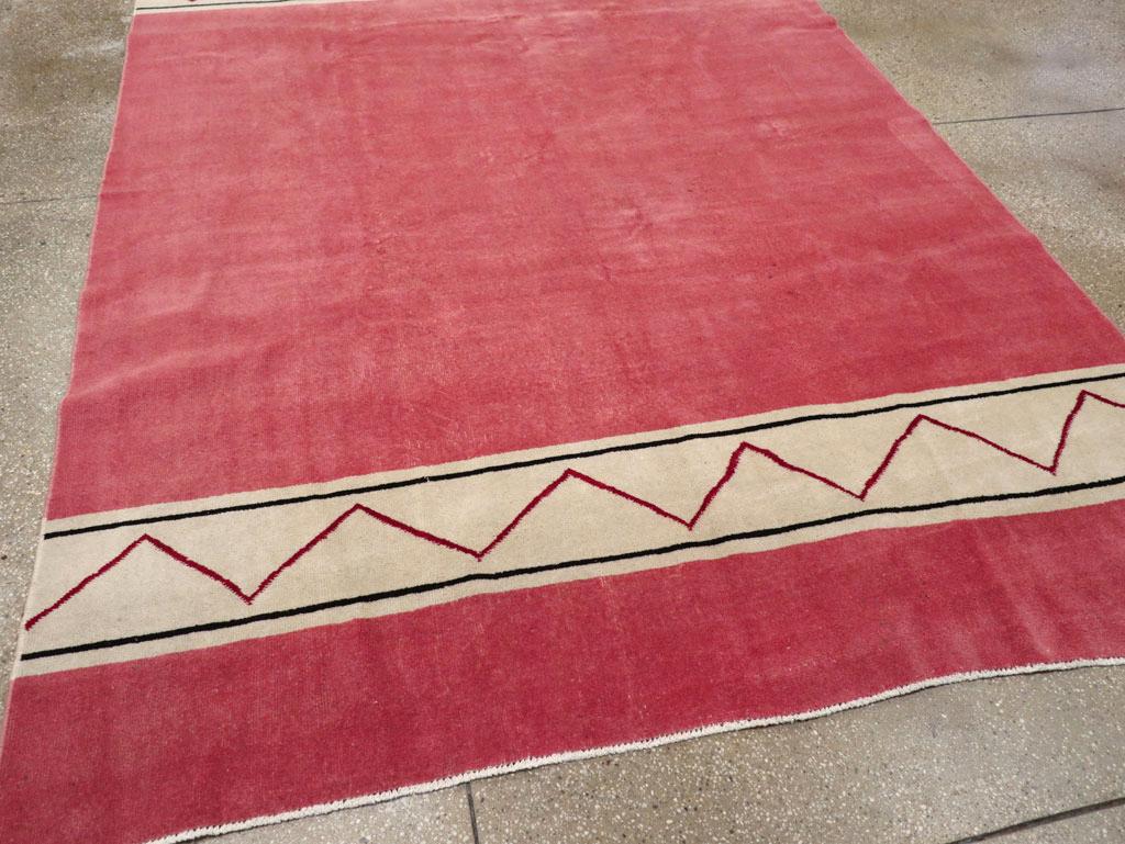 Mid-20th Century Handmade Turkish Art Deco Style Small Room Size Carpet For Sale 1