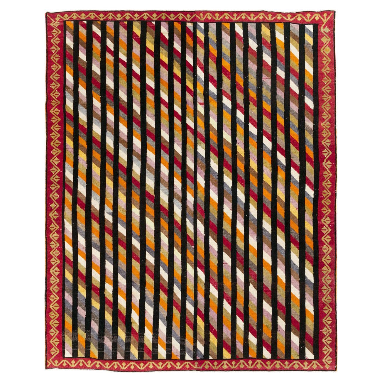 Handgefertigter türkischer Teppich im Art-déco-Stil aus der Mitte des 20. Jahrhunderts