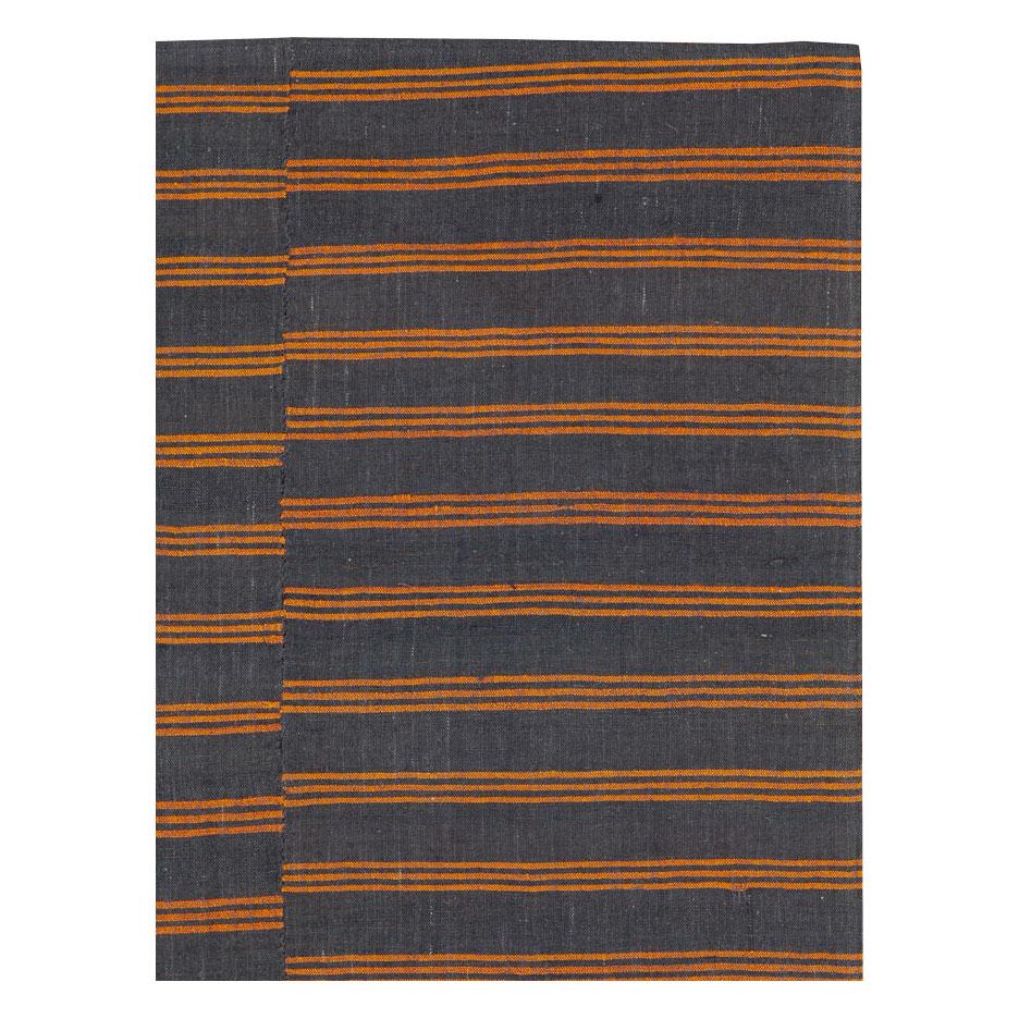 Modern Mid-20th Century Handmade Turkish Flat-Weave Kilim Accent Rug