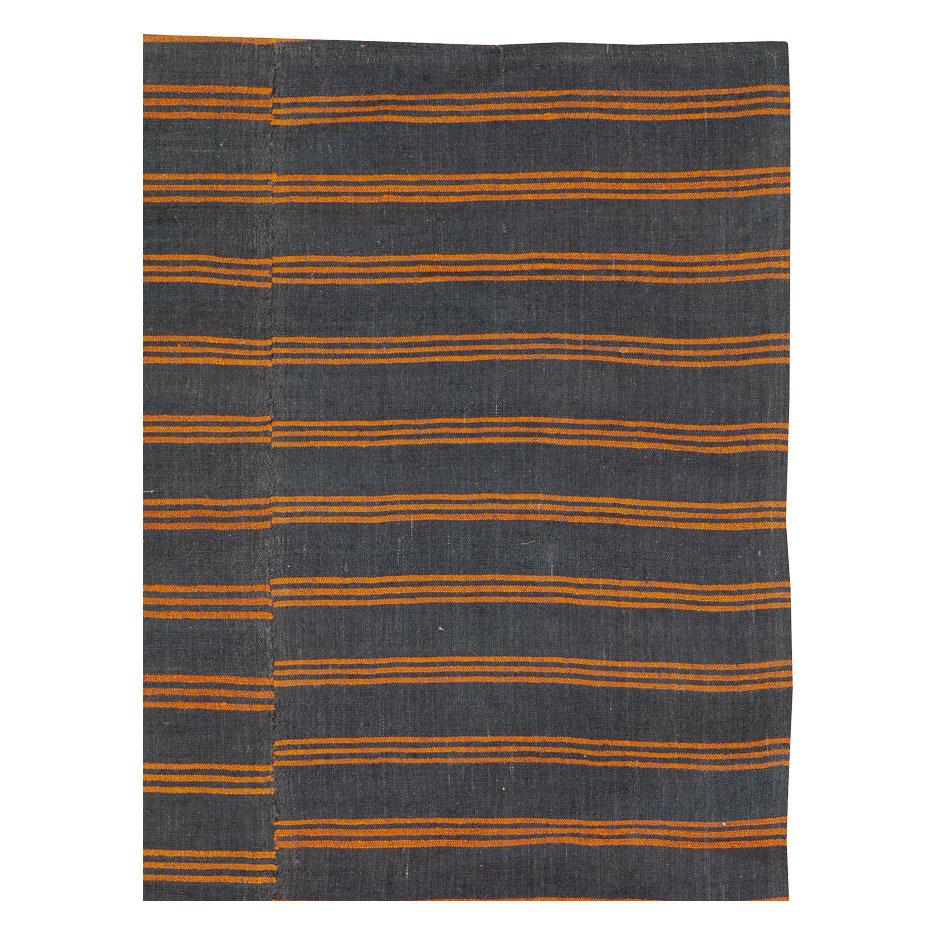 Hand-Woven Mid-20th Century Handmade Turkish Flat-Weave Kilim Accent Rug