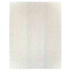 Retro Mid-20th Century Handmade Turkish Flat-Weave Kilim Room Size Carpet in White