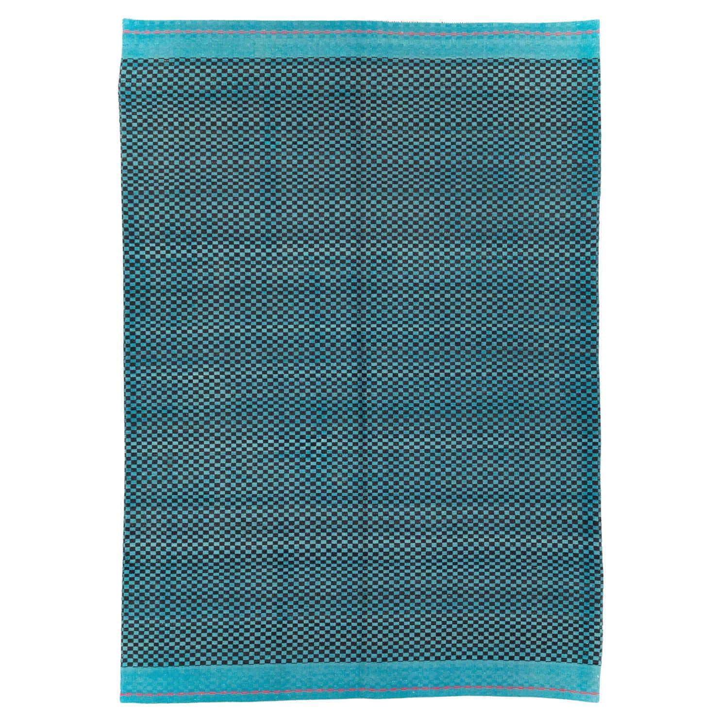 Mid-20th Century Handmade Turkish Flatweave Accent Rug in Turquoise For Sale