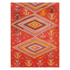 Mid-20th Century Handmade Turkish Flatweave Kilim Large Room Size Carpet