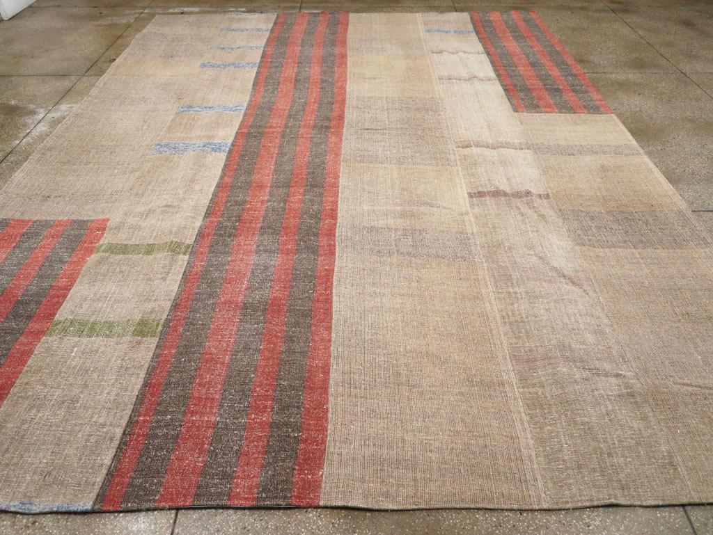 A vintage Turkish flatweave Kilim room size carpet handmade during the mid-20th century.

Measures: 11' 3